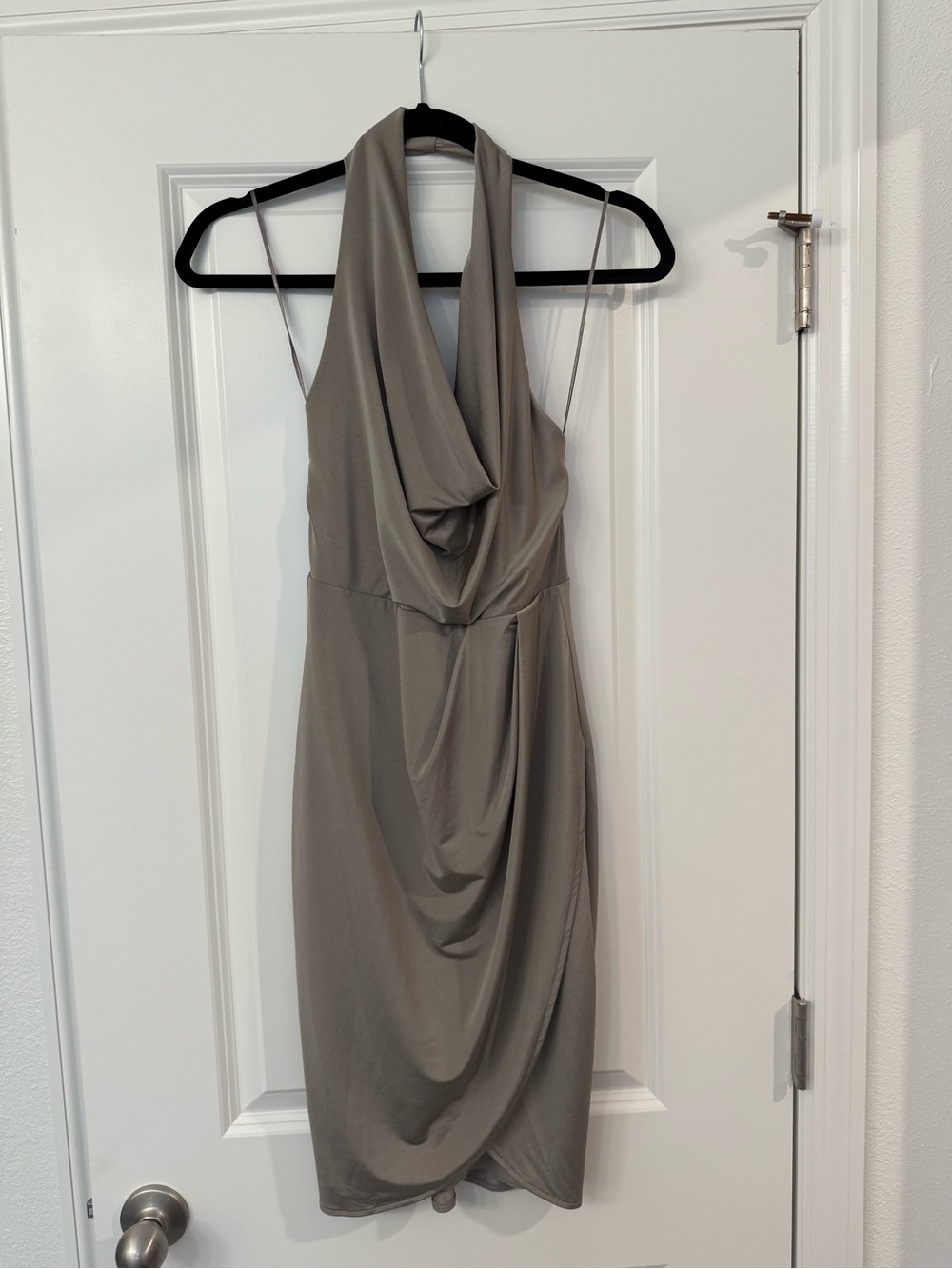 Guess Halter Draped Taupe Dress